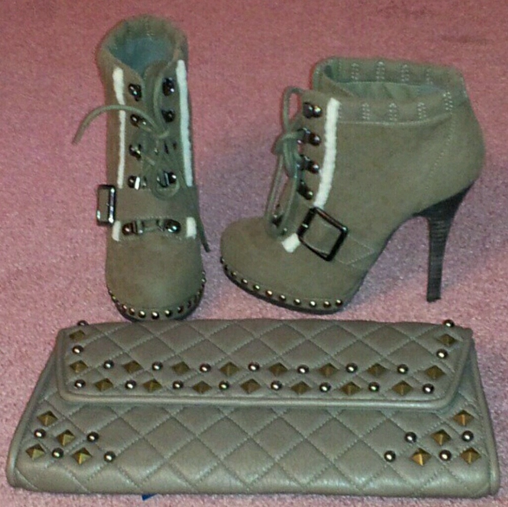Taupe booties and purse set